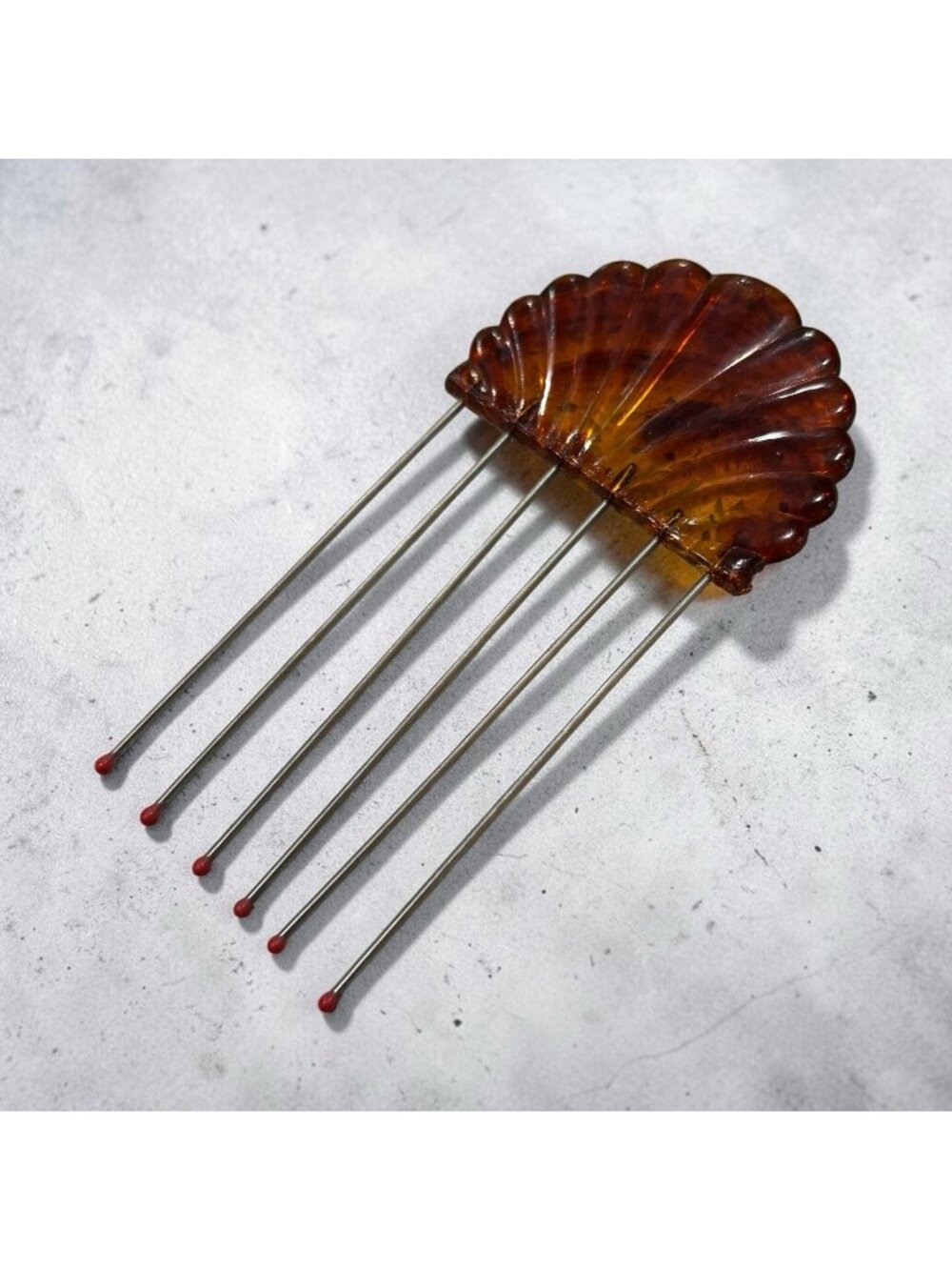 Vintage 1950s Hair Comb 6 Tine Tortoise Shell Celluloid & Metal Accessories - Picture 1 of 3